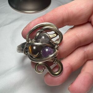 Vintage Fork‎ Silver Plate Bracelet with Marbles